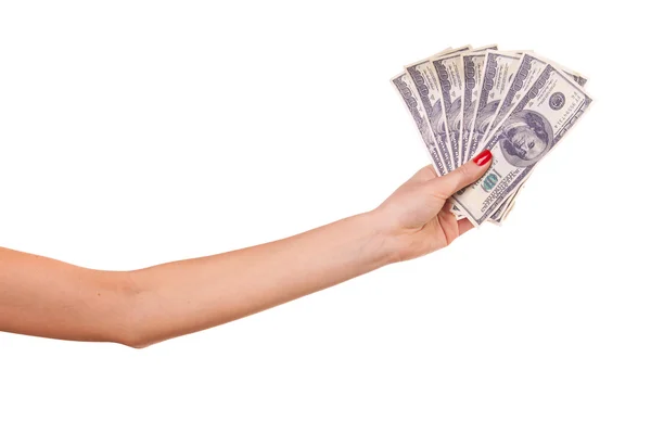 Kvinders hænder holder dollars . - Stock-foto