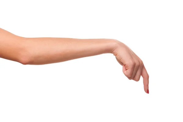 Eine Frau drückt einen Finger ... — Stockfoto