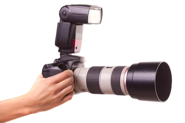 stock image Women's hands holding the camera.