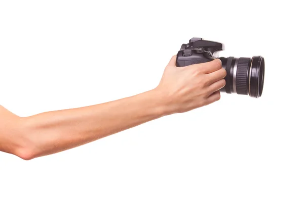 Stock image Women's hands holding the camera.