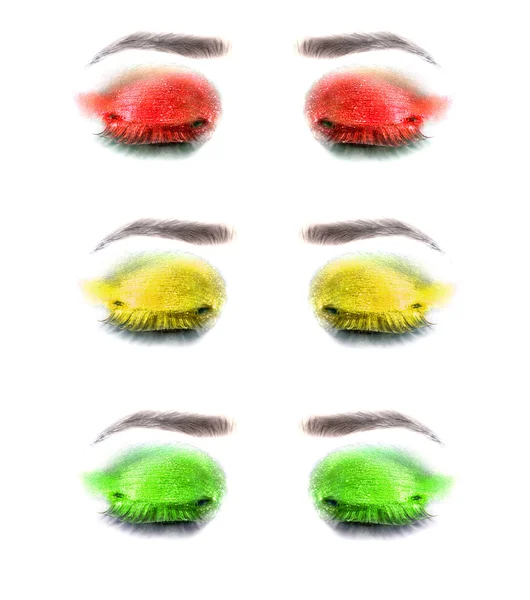 Ojos femeninos multicolores. Primer plano . — Foto de Stock