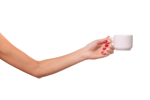 Mujer y una taza de cofee . — Foto de Stock