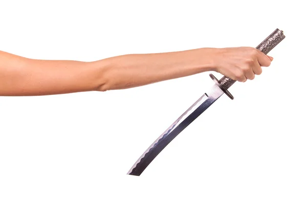 Vrouw hand en zwaard. — Stockfoto