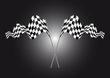 Two crossed waving black and white clipart