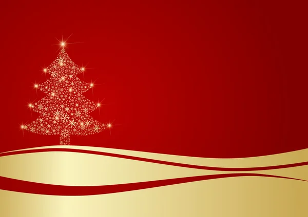 Weihnachtsbaum auf rot — Stockvektor
