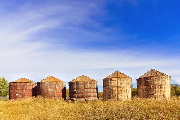 Caixas de armazenamento de grãos de madeira — Fotografia de Stock