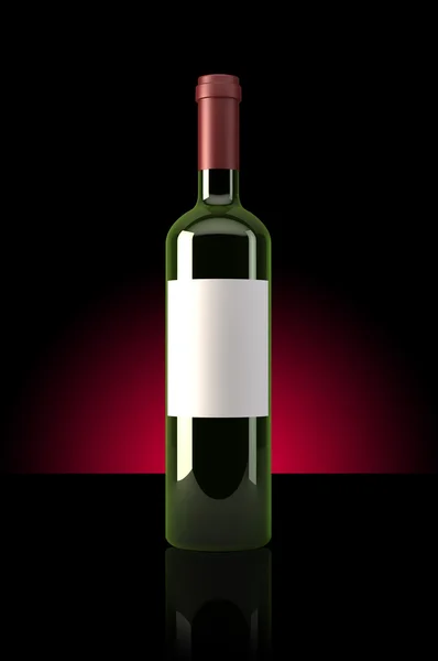 Şarap şişesi siyah arka planda — Stok fotoğraf