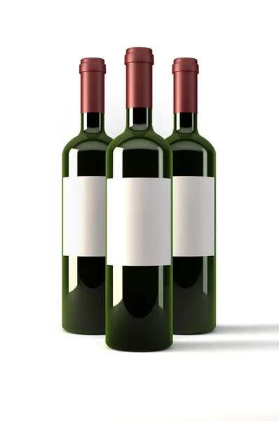 Drie wijnflessen — Stockfoto