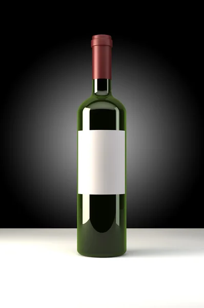 Şarap şişesi siyah arka planda — Stok fotoğraf