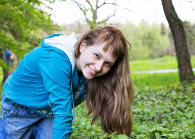 Beautiful smiling woman outdoor clipart