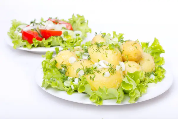Potatoes with salad — Stock Photo, Image