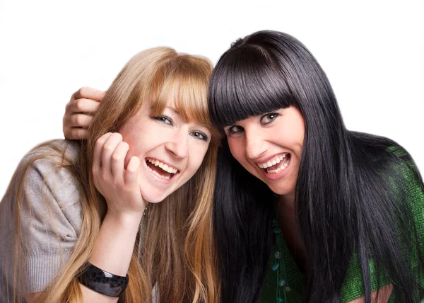 Två leende flicka-vänner — Stockfoto