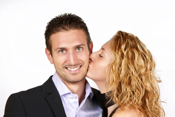 Couple in love with kiss — Stock Photo, Image