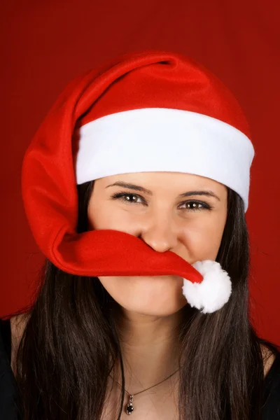 Funny girl santa claus — Stock fotografie