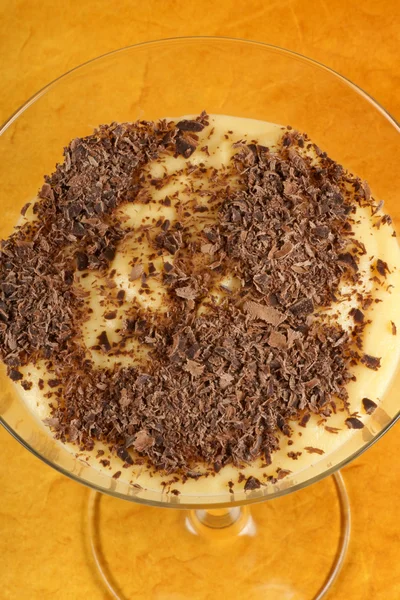 Puding vaníliás és csokoládés desszert — Stock Fotó