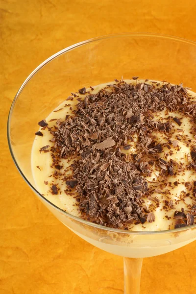 Vanilla custard and chocolate dessert — Stock Photo, Image