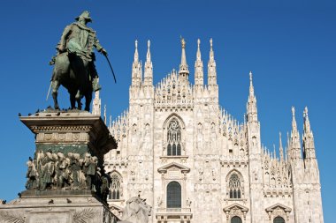 Milan Cathedral and monument to king Vittorio Emanuele II clipart