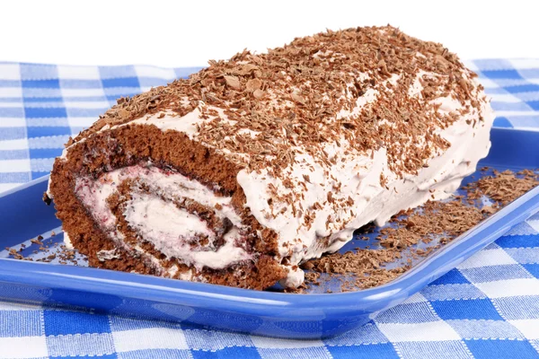 Chocolate swiss roll cake — Stock Photo, Image