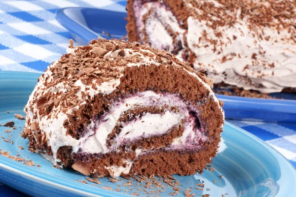 Chocolate swiss roll cake — Stock Photo, Image