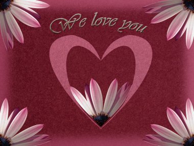 Mother´s day card with heart and flower clipart