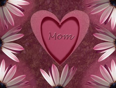 Mothers day card with heart and flower clipart