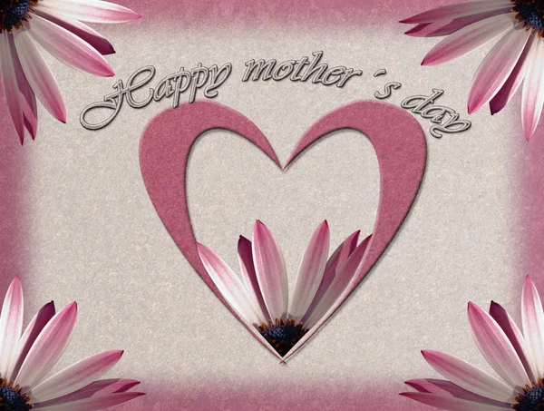 Cartão de dia das mães com coração e flor — Fotografia de Stock