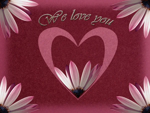 Cartão de dia da mãe com coração e flor Imagem De Stock