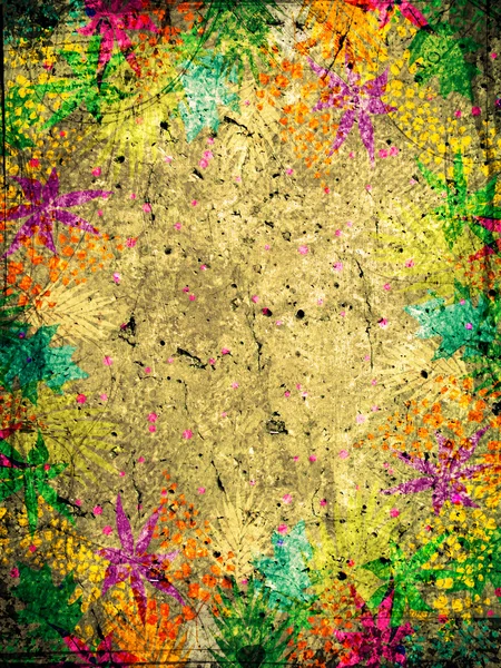Çiçekli Grunge duvar — Stok fotoğraf