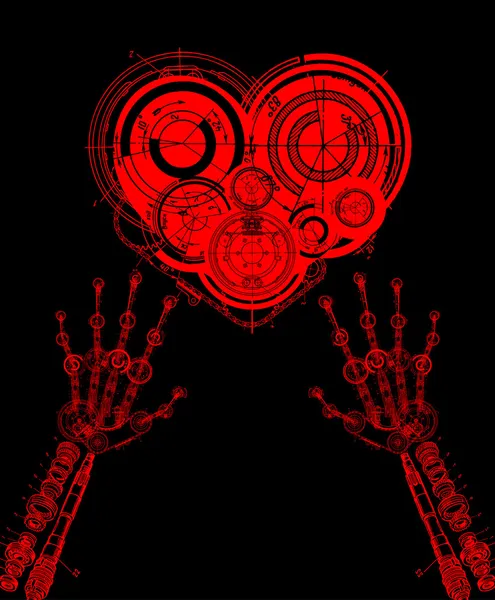 Coeur et mains — Image vectorielle