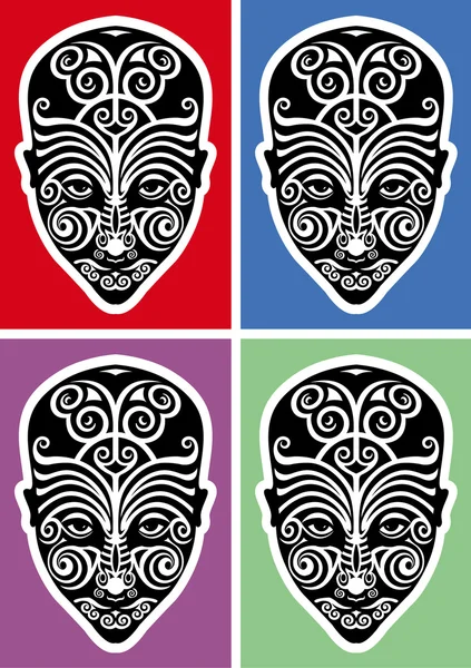 Tatuaggio faccia Maori — Vettoriale Stock