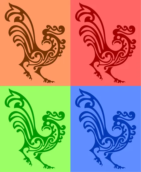Ornamental rooster — Stock Vector
