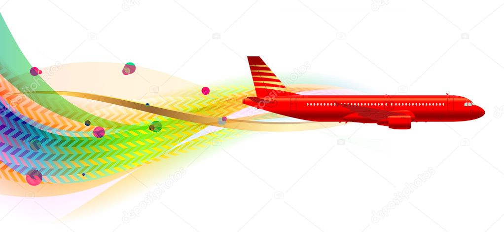 Aircraft on wavy background