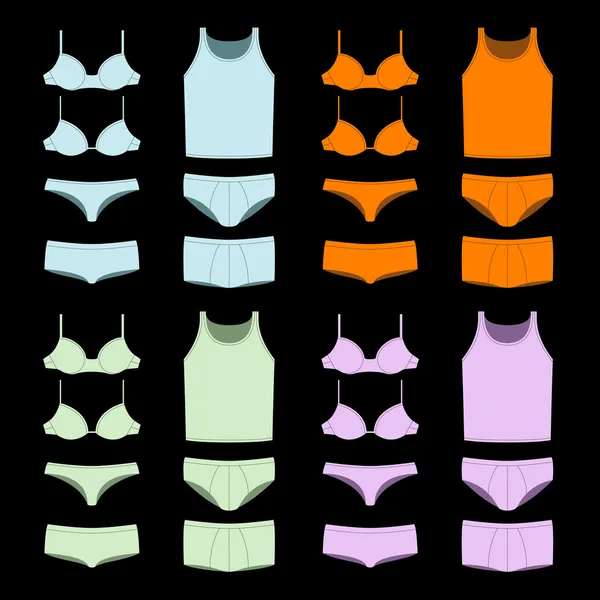 Conjunto de plantillas de ropa interior de color — Vector de stock