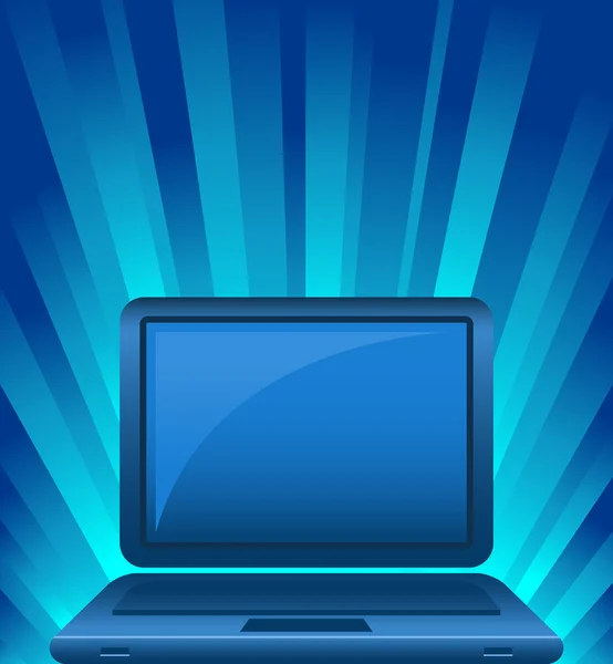 Illustration of laptop on shining background — Stock Vector