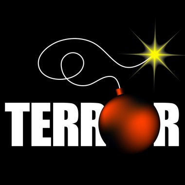 Word terror with bomb clipart