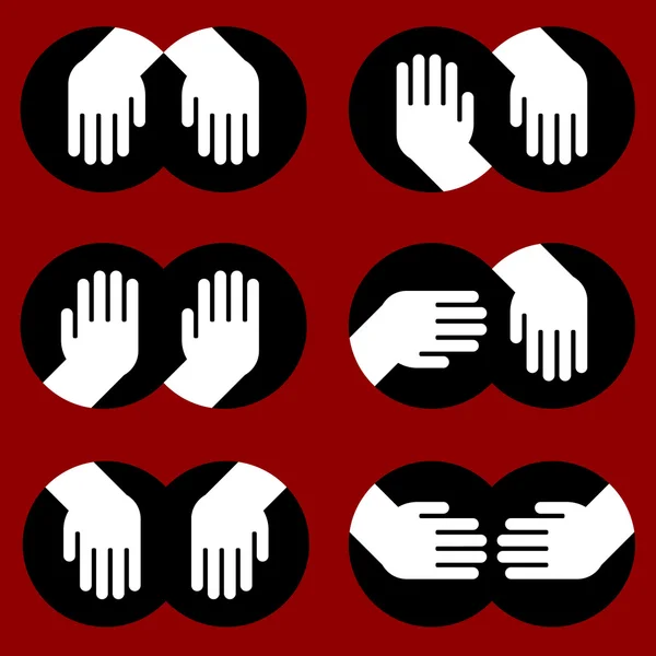 Ikonen menschlicher Hände mit verschiedenen Gesten — Stockvektor