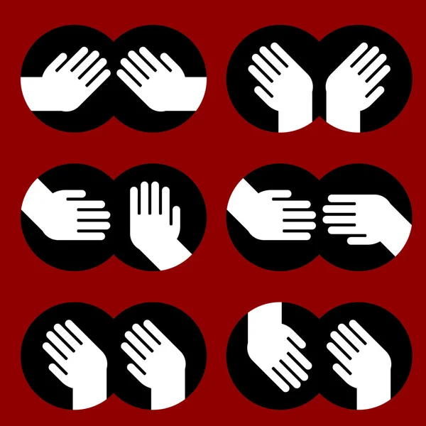 Ikonen menschlicher Hände mit verschiedenen Gesten — Stockvektor