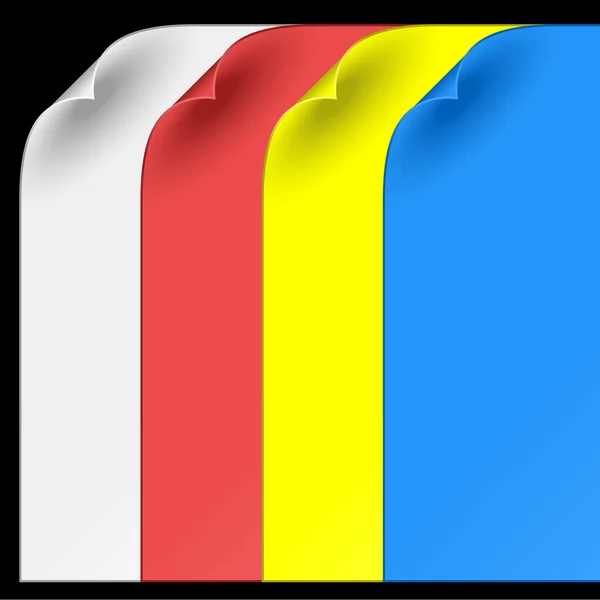 Färg pappersark med böjda hörn — Stock vektor