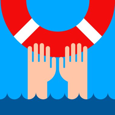 Life buoy and hands clipart