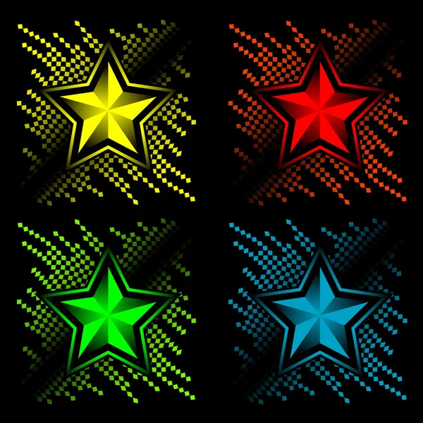 Ensemble abstrait d'étoiles de couleur — Image vectorielle