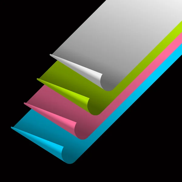 Färg pappersark med böjda hörn — Stock vektor
