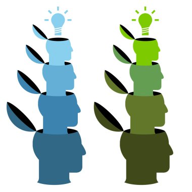 Human heads with lamp clipart