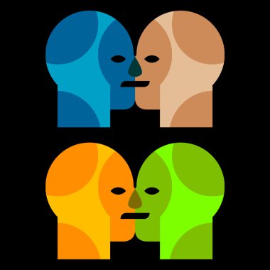 Color human heads clipart