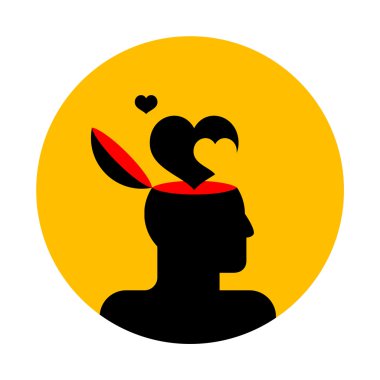 Human head with hearts clipart