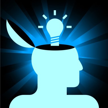 Human head with lamp clipart