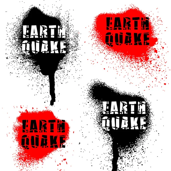 Earthquake word on spatters — Stock Vector
