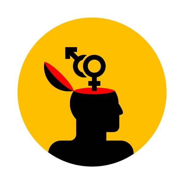 Lidská hlava s genderové symboly — Stockový vektor