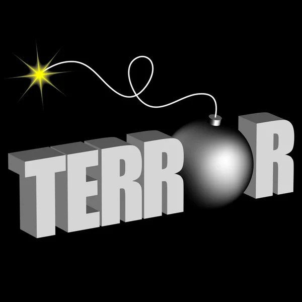 Ordet terror med bomb — Stock vektor