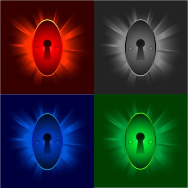 Keyholes on shiny backgrounds