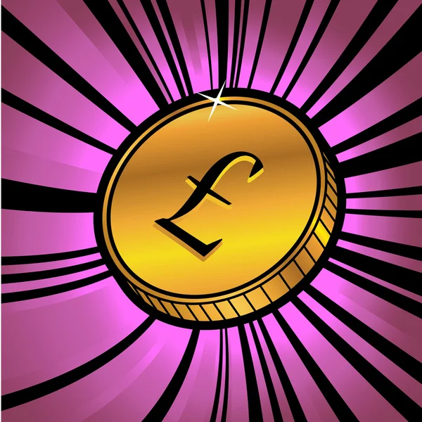 Munt met symbool van pond sterling munt — Stockvector